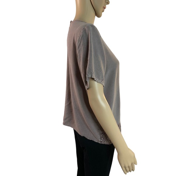 Solitaire Anthropologie Top Womens Sz Small 100% Rayon Lightweight Short Sleeves - Picture 9 of 12